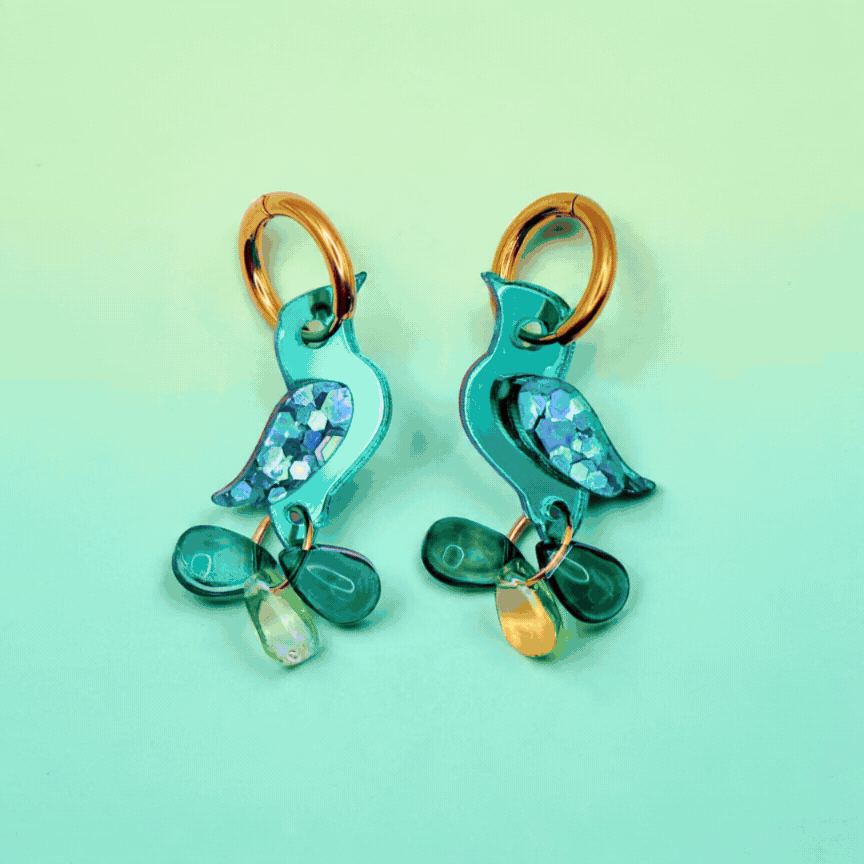 NEW: Jewel-Tailed Songbirds Earrings - Handmade Bird Earrings