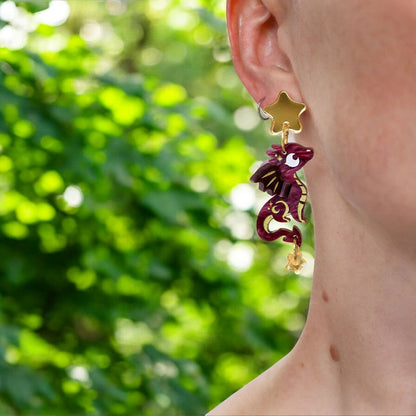 SPICE & DRAGONS - 3D ‘Stella’ Dangles - Handmade Acrylic Dragon Earrings