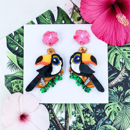 Toco Toucan Dangle Earrings - Handmade Bird Earrings