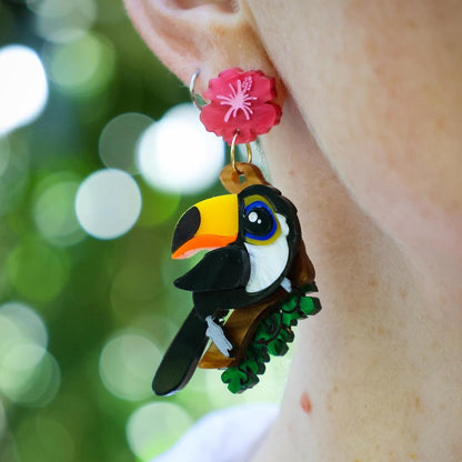 Toco Toucan Dangle Earrings - Handmade Bird Earrings