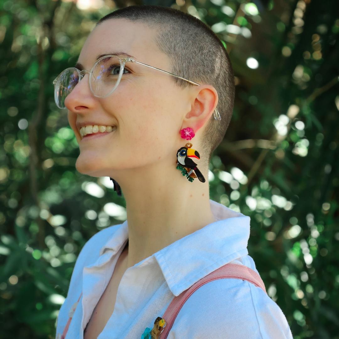 Toco Toucan Dangle Earrings - Handmade Bird Earrings