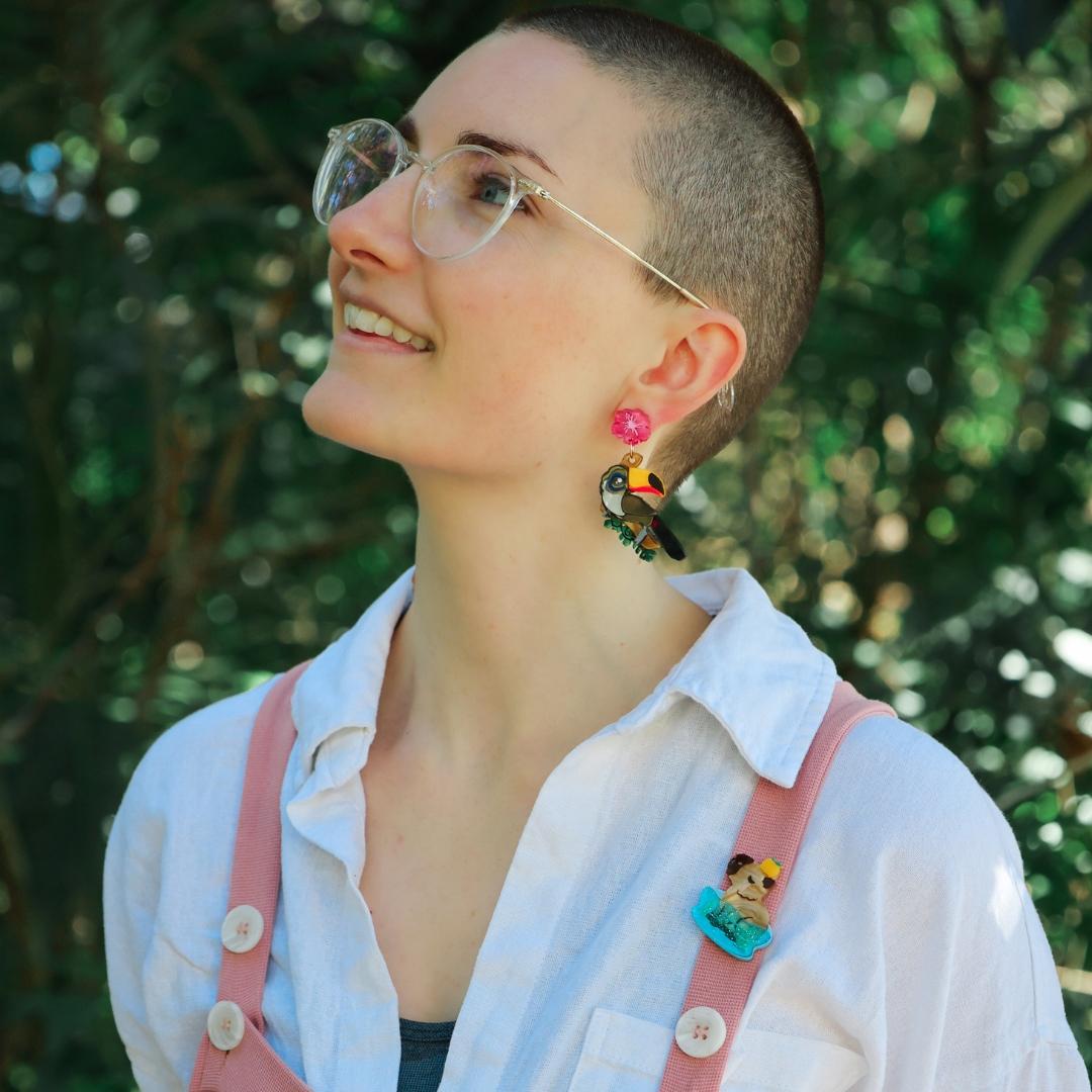 Toco Toucan Dangle Earrings - Handmade Bird Earrings
