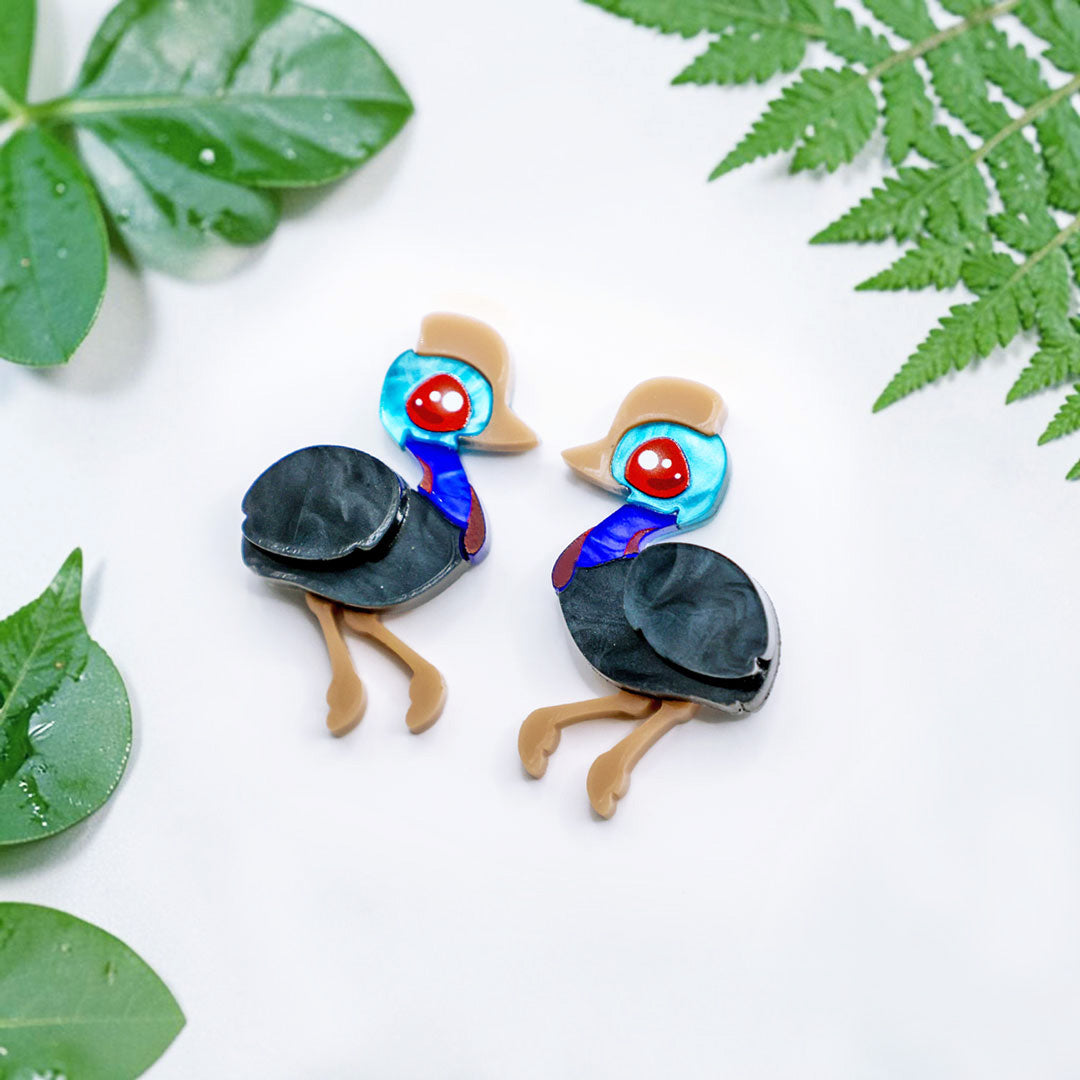 Cassowary Studs - Statement Bird Earrings