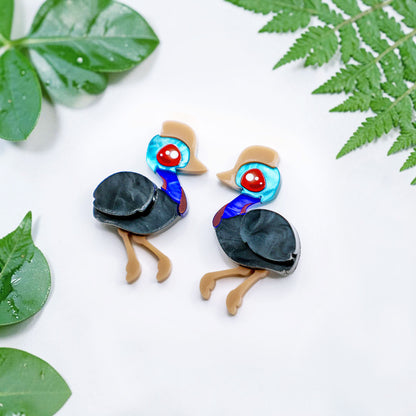 Cassowary Studs - Statement Bird Earrings
