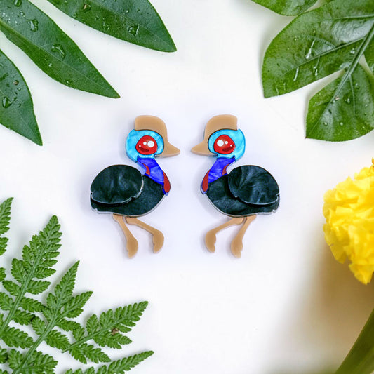 Cassowary Studs - Statement Bird Earrings