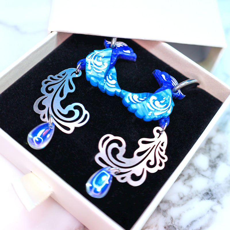 FINAL SALE: The Siren - 2025 Water Elemental - Acrylic and Metal Earrings