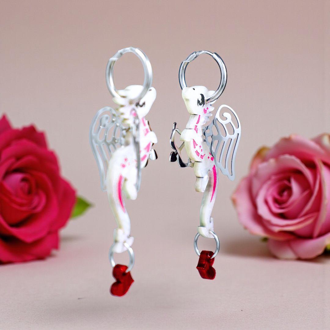 Cupid Dragon Earrings - Polished Stainless Steel - Signature Hybrid Edition