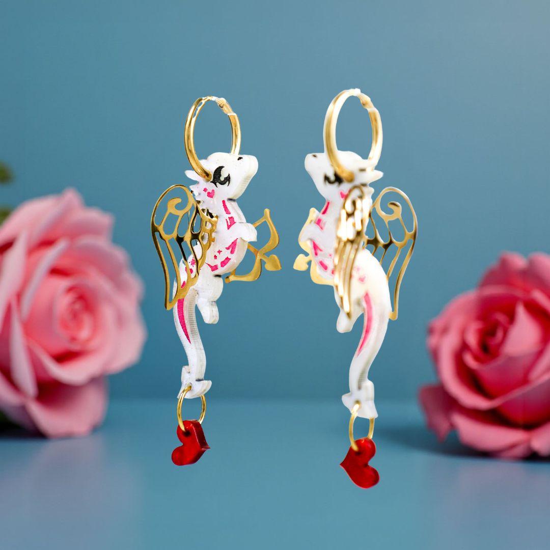 Cupid Dragon Earrings - 18k Gold-Plated - Signature Hybrid Edition