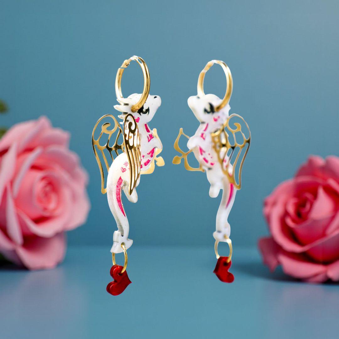 Cupid Dragon Earrings - 18k Gold-Plated - Signature Hybrid Edition