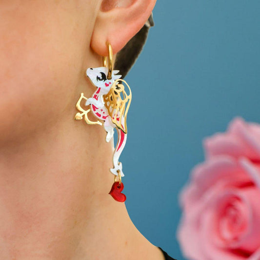 Cupid Dragon Earrings - 18k Gold-Plated - Signature Hybrid Edition