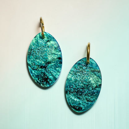 Emu Egg Hoop Earrings - Mini Bird Egg Series