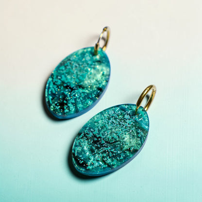 Emu Egg Hoop Earrings - Mini Bird Egg Series