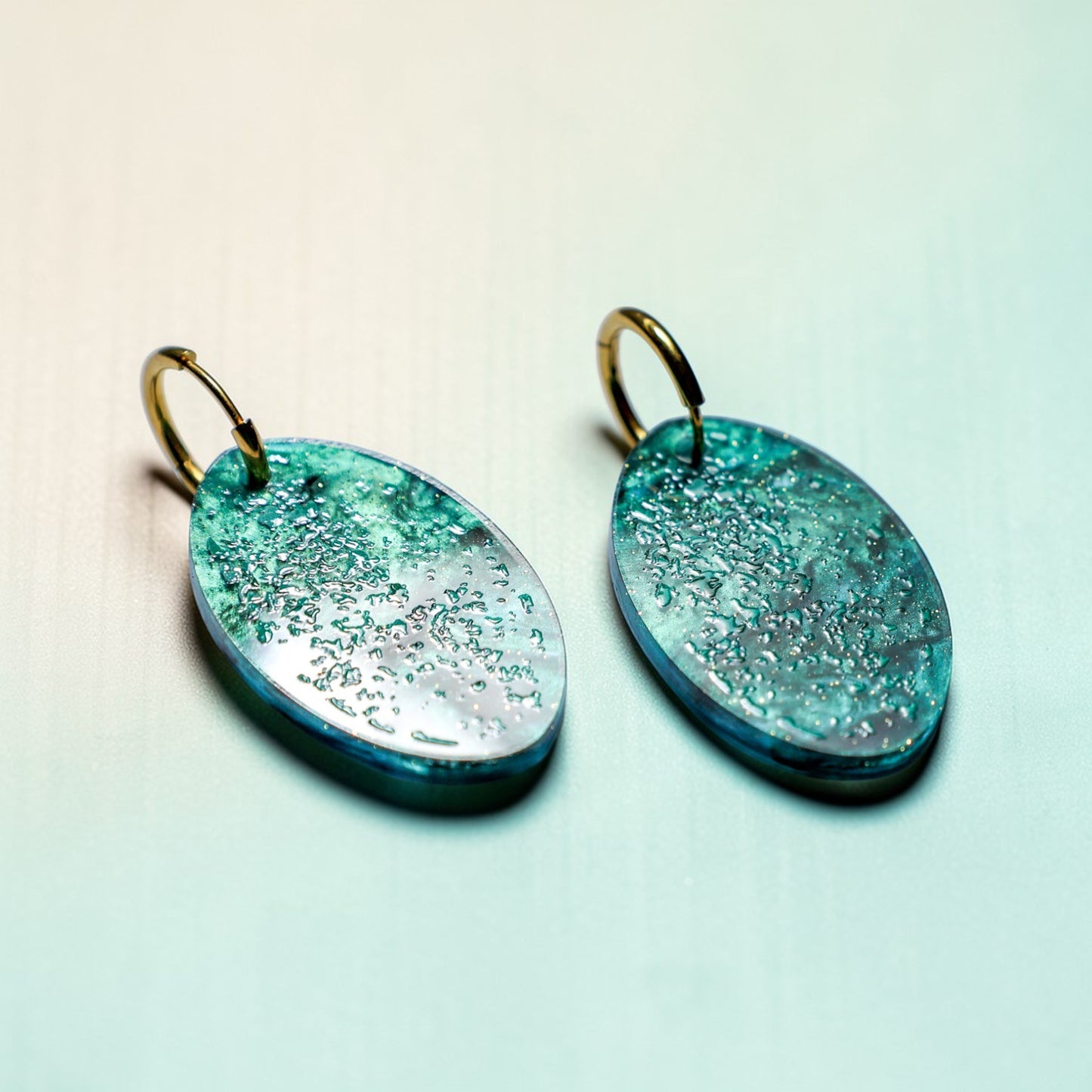 Emu Egg Hoop Earrings - Mini Bird Egg Series