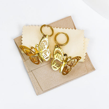 3D ‘Bookish Butterfly’ Hoop Earrings - Refined Metal Jewellery - 18k Gold-Plated Stainless Steel
