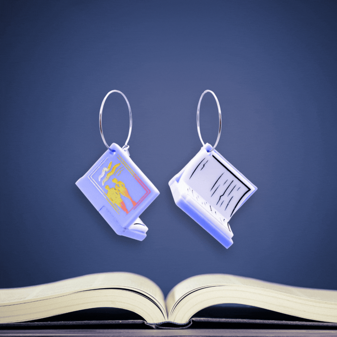 3D Book Earrings - Holiday Romance - Handmade Bookish Jewellery