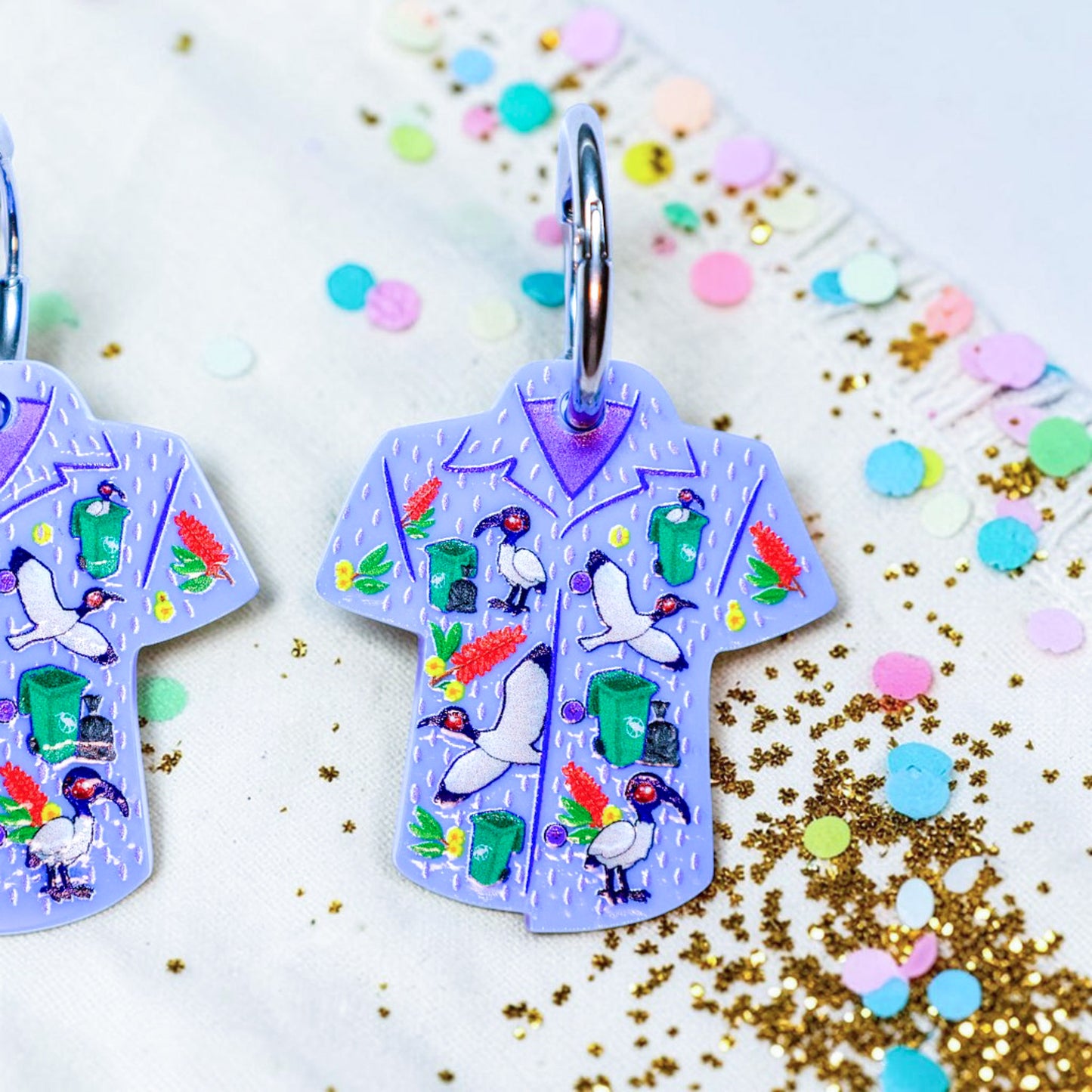 Bird Shirt Hoop Earrings - The Bin Chicken Print - 2026 Birthday Collection