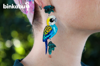Pale-Headed Rosella Earrings - Statement Bird Earrings