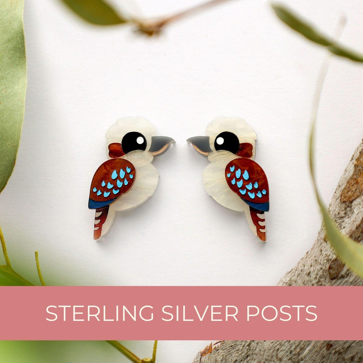 Kookaburra Studs - Statement Bird Earrings