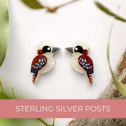 Kookaburra Studs - Statement Bird Earrings