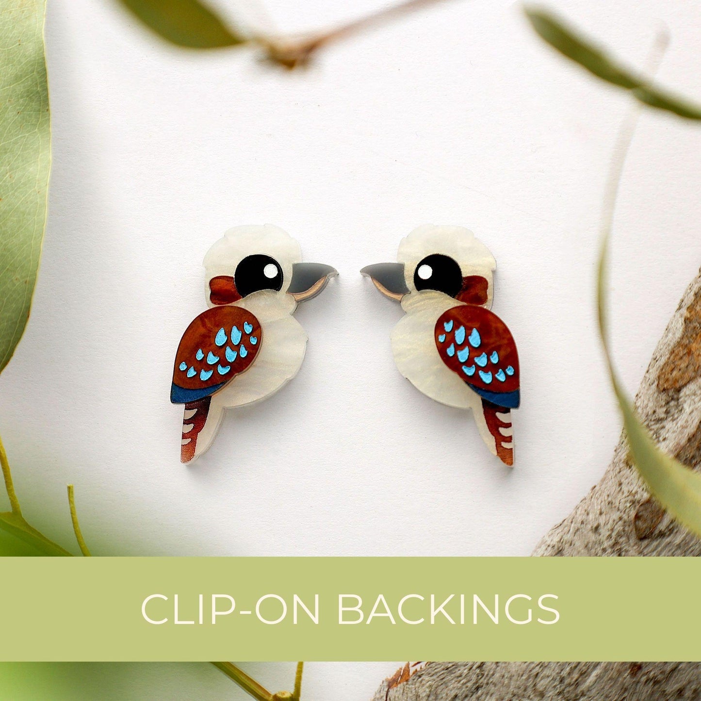 Kookaburra Studs - Statement Bird Earrings