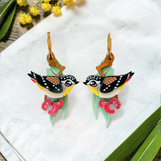 NEW: Spotted Pardalote - Handmade Acrylic Bird Earrings