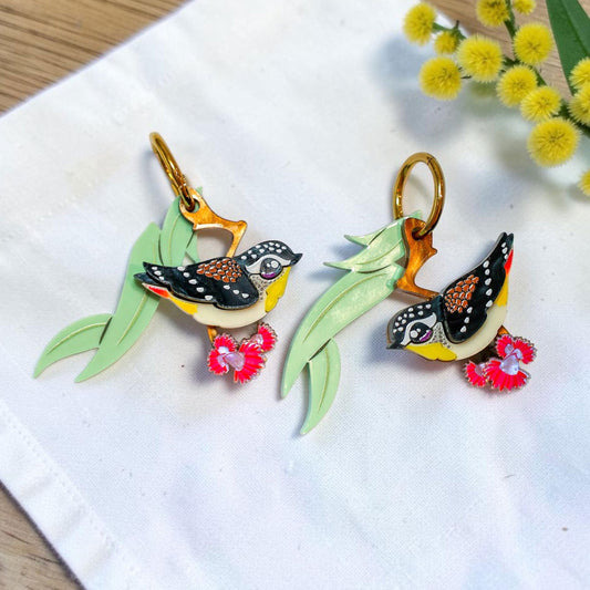 NEW: Spotted Pardalote - Handmade Acrylic Bird Earrings