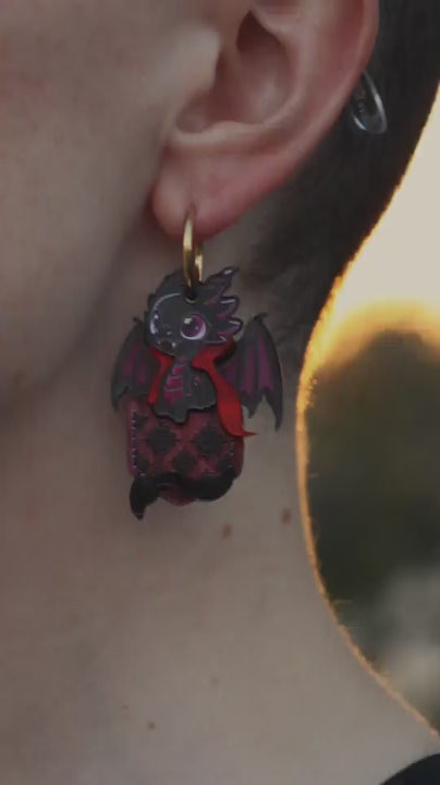 LIMITED EDITION - 'The Dragon in Dracula's Pocket' Hoops - Acrylic Halloween Earrings