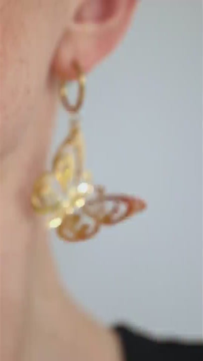 3D ‘Bookish Butterfly’ Hoop Earrings - Refined Metal Jewellery - 18k Gold-Plated Stainless Steel