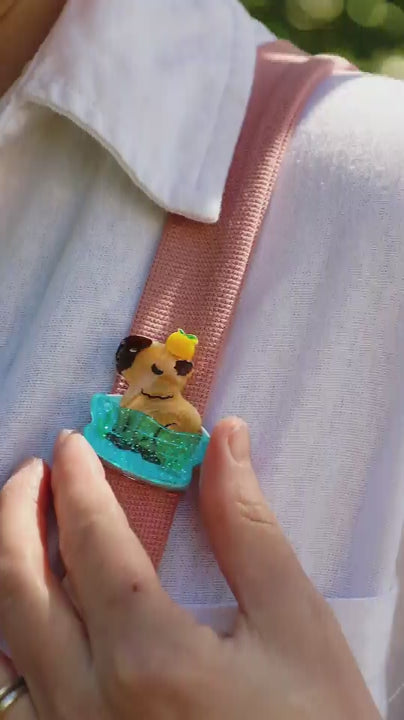 LIMITED EDITION - Calming Capybara Brooch - Handmade Animal Accessories