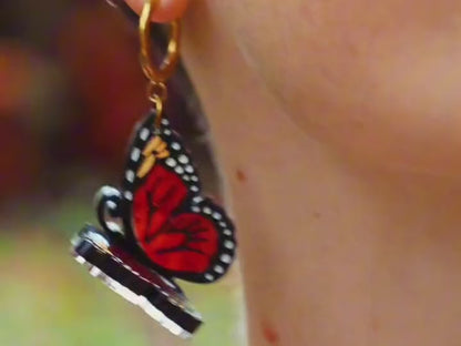 The Monarch - 3D Butterfly Hoop Earrings - Handmade Acrylic Jewellery