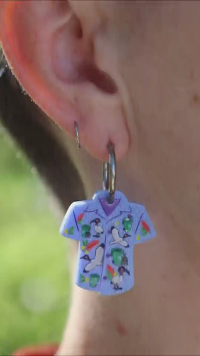 Bird Shirt Hoop Earrings - The Bin Chicken Print - 2026 Birthday Collection
