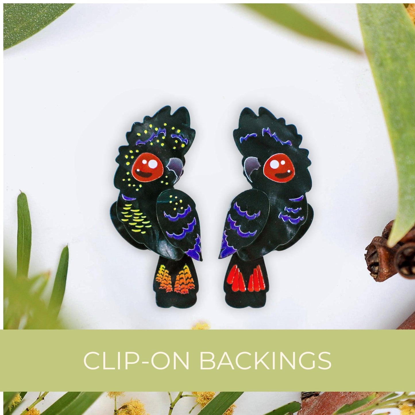 BINKABU_red-tailed_black_cockatoo_studs