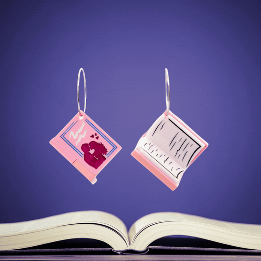 3D Book Earrings - Second-Chance Romance - Handmade Bookish Jewellery
