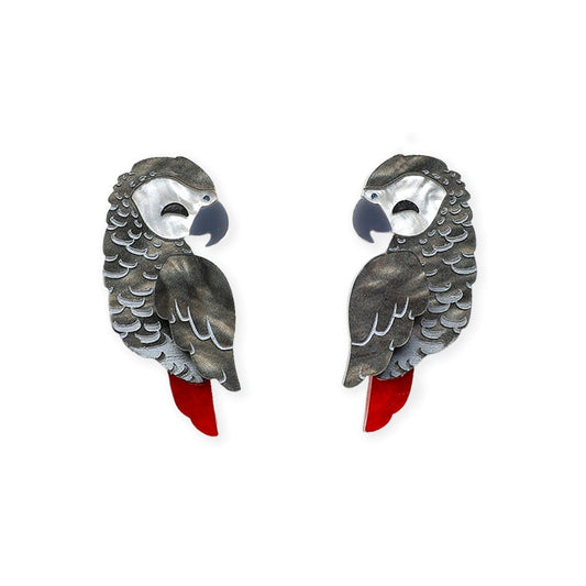 WHOLESALE - African Grey Parrot Stud Earrings - Birds of Africa