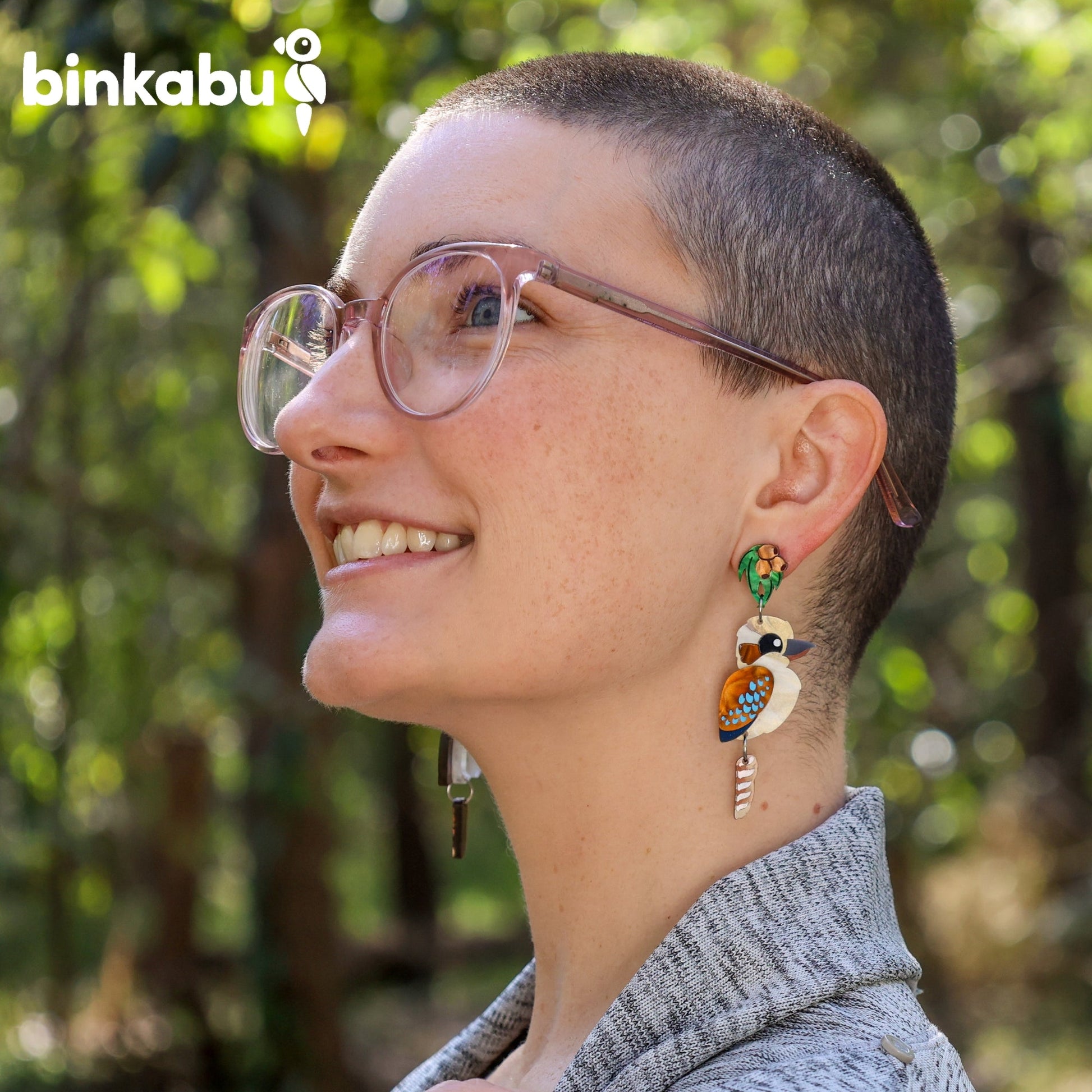 BINKABU kookaburra bird earrings