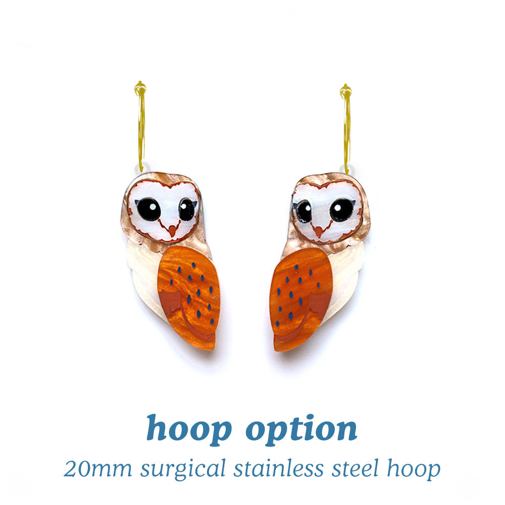 Barn Owl Studs - Birds of Prey Earrings