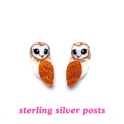 BINKABU barn owl stud earrings