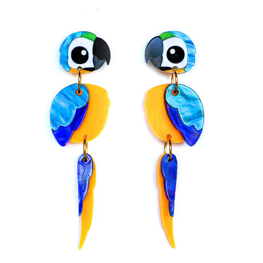 WHOLESALE - Blue and Gold Macaw Earrings