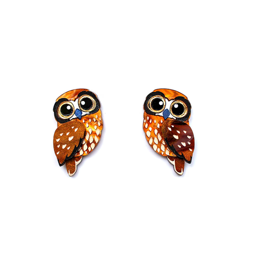 BINKABU boobook owl stud earrings