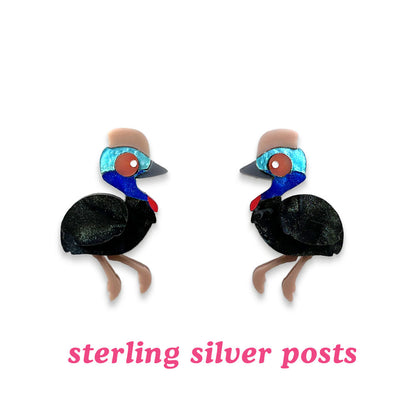 Cassowary Studs - Statement Bird Earrings