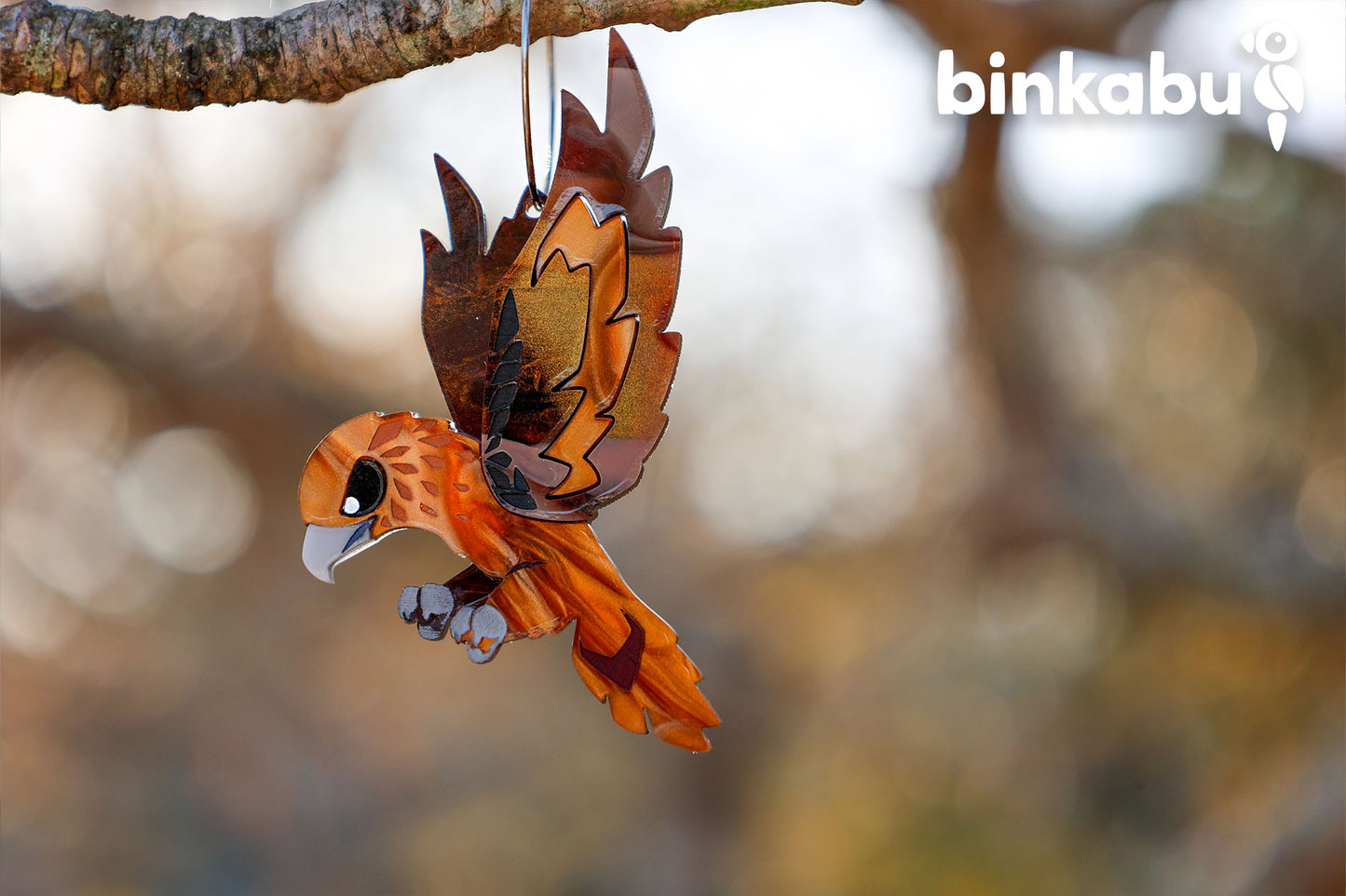 BINKABU wedge-tailed eagle hoop bird earrings