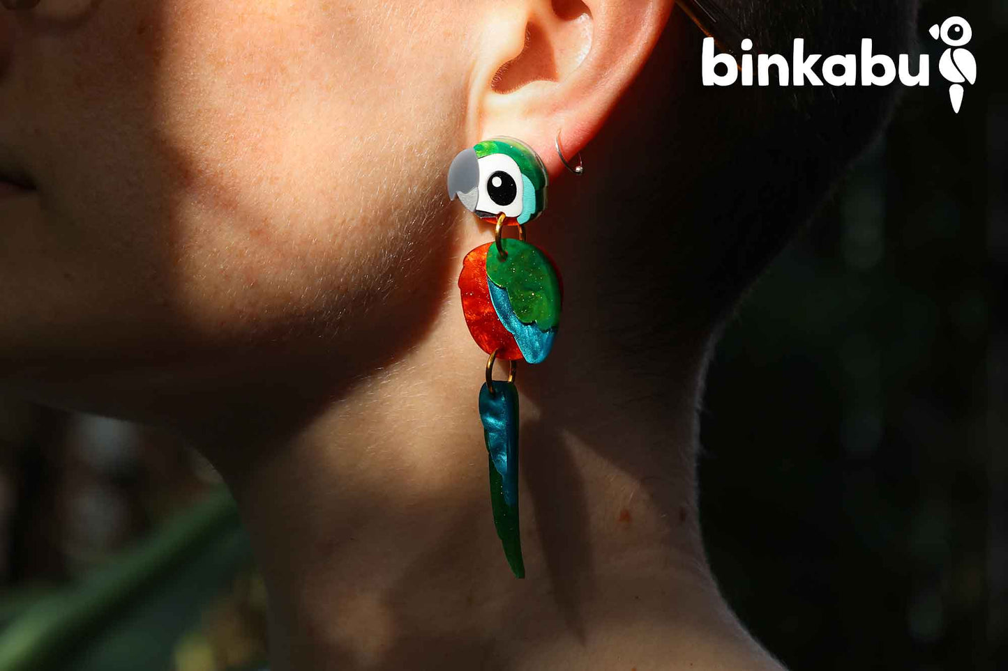 Harlequin Macaw Earrings - Statement Bird Earrings