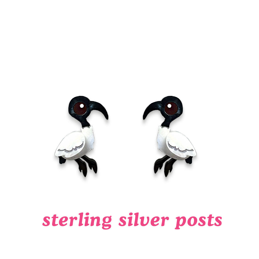 Ibis Studs - Bin Chickens - Statement Bird Earrings