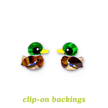 Duck Earrings - Mallard Drake Studs