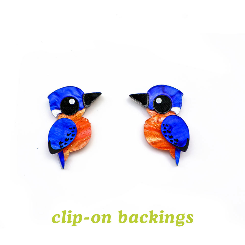 BINKABU Azure Kingfisher stud earrings