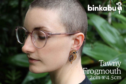 BINKABU acrylic tawny frogmouth earrings