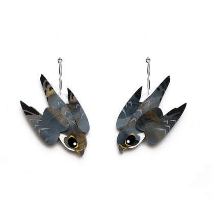 BINKABU peregrine falcon hoop bird earrings