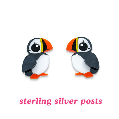 Puffin Studs - Statement Bird Earrings