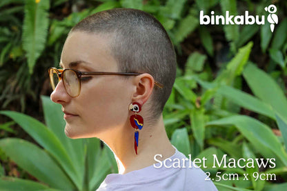 Scarlet Macaw Earrings - Statement Bird Earrings