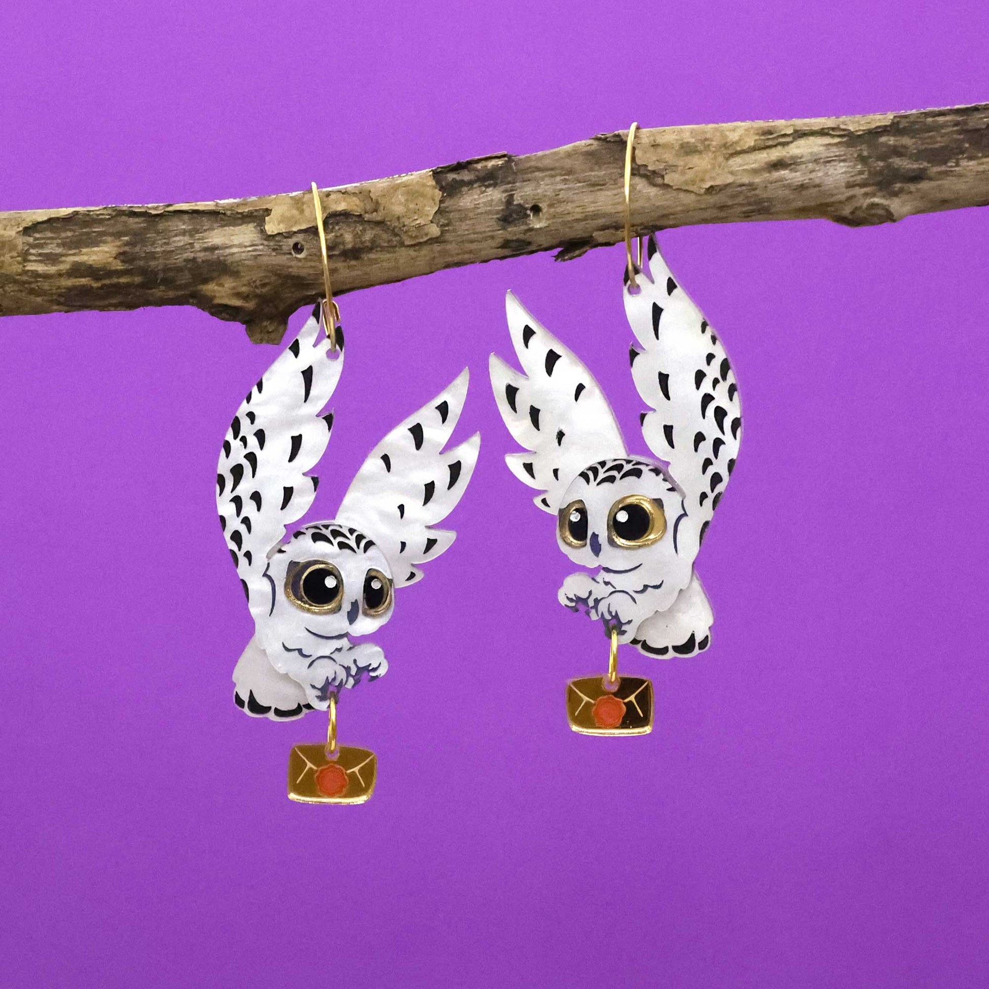 BINKABU Snowy Owl Hoop Earrings Harry Potter Hedwig